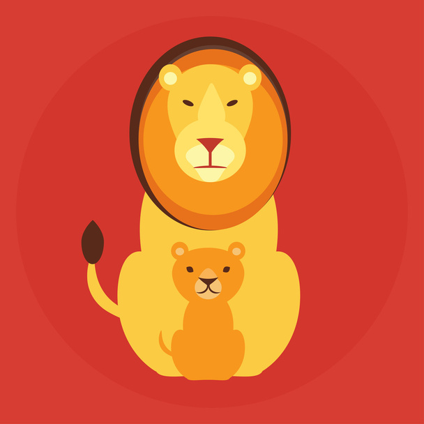 Família de leões planos
 - Vetor, Imagem