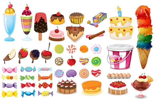 Assorted desserts and sweets - Vector, Image