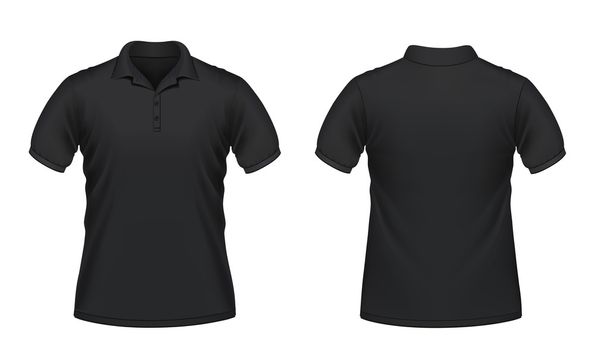 Black men's polo shirt - Vector, Image