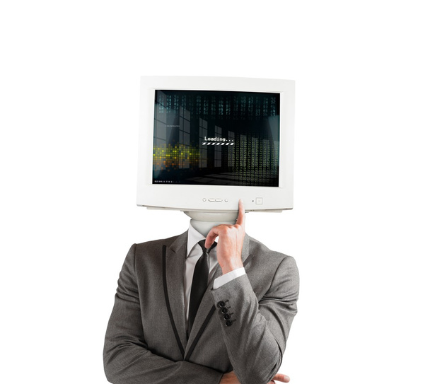 Podnikatel s hlavou monitoru počítače - Fotografie, Obrázek