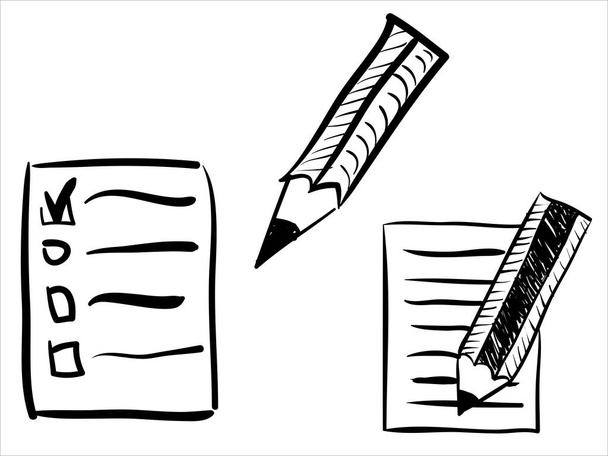 art illustration hand draw vector symbol icon of pencil and paper - Вектор,изображение