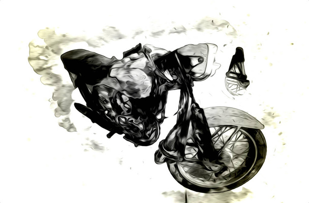 Motor cycle llustration color isolated art vintage retro - Zdjęcie, obraz