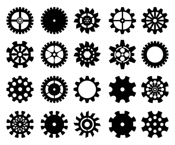 Набор шестерен, зубчатых колес, зубчатых колес, колес, шестерен, колес, векторов - Вектор,изображение