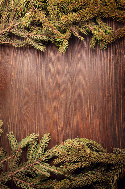 Christmas Tree on wooden background  - Zdjęcie, obraz