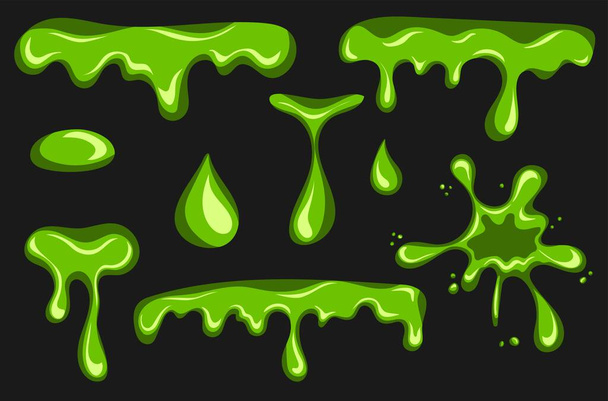 Liquid green slime splashes and border from dripping poison goo - ベクター画像