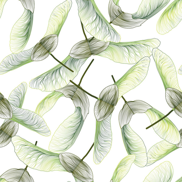 безпечатный узор с нарисованными вручную листьями. векторная иллюстрация. - Вектор,изображение
