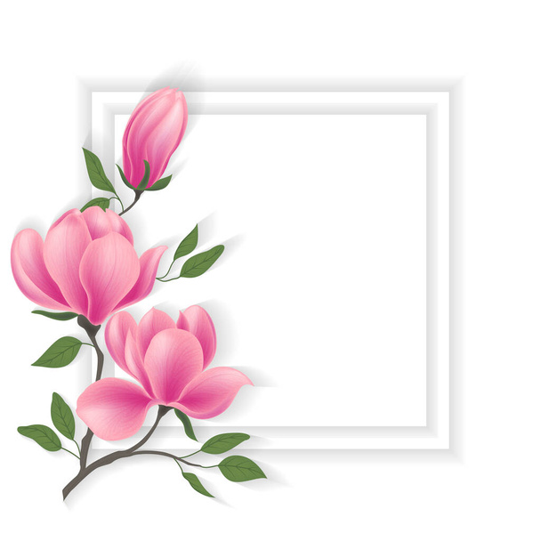 όμορφα ροζ παιώνια λουλούδια με φύλλα και ακουαρέλα - Διάνυσμα, εικόνα