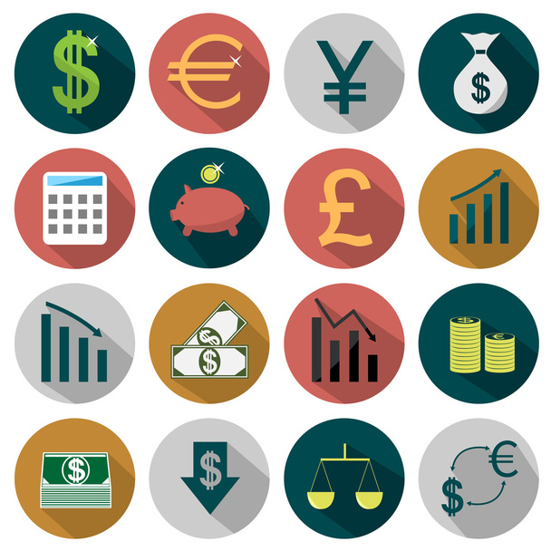 Plochá financí ikony - Vektor, obrázek