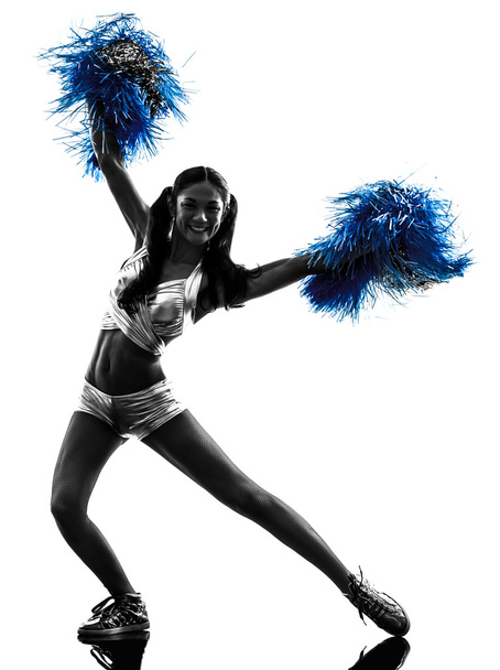 young woman cheerleader cheerleading  silhouette - Fotó, kép