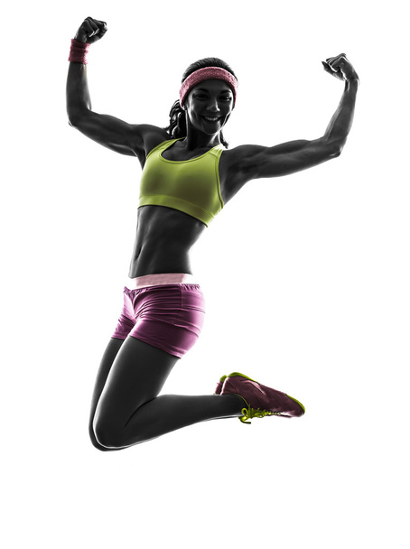 woman exercising fitness workout training silhouette - Foto, Imagem