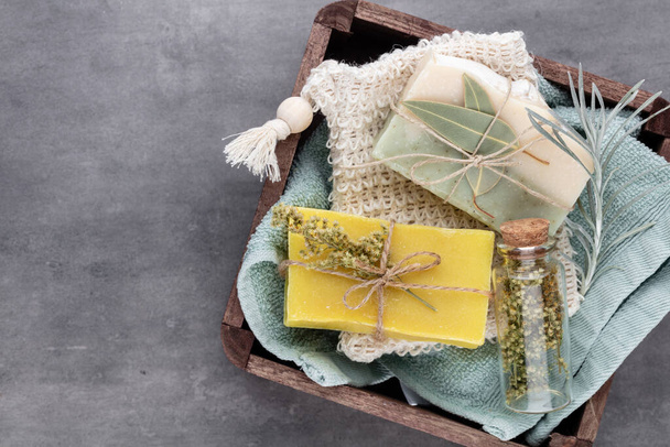 Natural handmade soap. Organic soap bars with plants extracts. - Valokuva, kuva