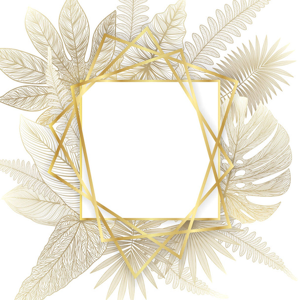 υδατογραφία floral frame με φύλλα και φτερά. εικονογράφηση διανύσματος - Διάνυσμα, εικόνα