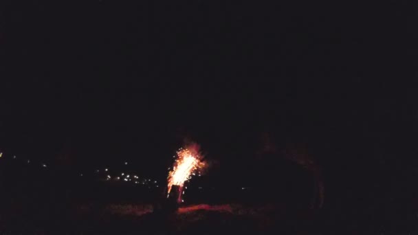 Slow motion of fireworks on beach. - Felvétel, videó