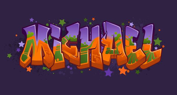 A Cool Graffiti Art Design with vibes from the vibrant urban street art style. Michael....Each object are grouped so you can rearrange your design with ease. Perfect for your next project. - Vector, Imagen