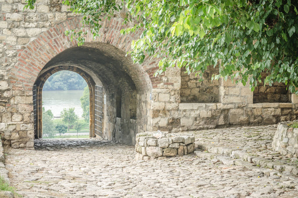 Belgrade, Serbia - July 29, 2014: The Old Fortress on Kalemegdan in the capital of Serbia, Belgrade. "Defterdar" gate at Kalemegdan fortress. - Foto, Imagen