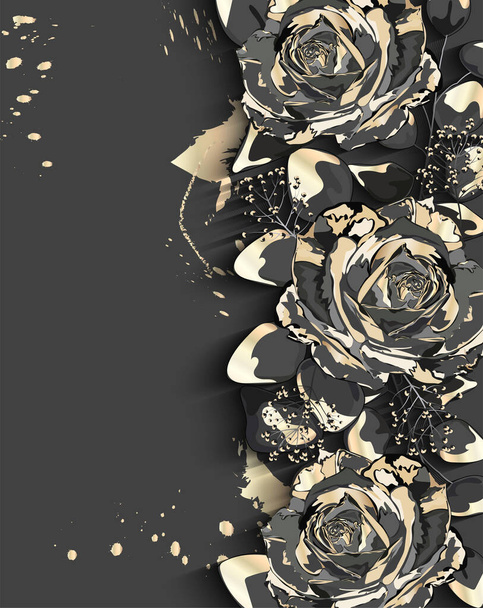 beautiful floral background with roses and rose - Vetor, Imagem