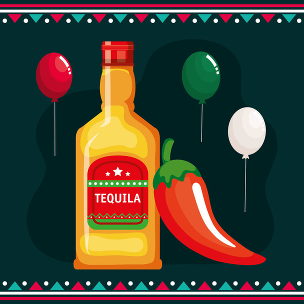 Μεξικάνικη γιορτή με αφίσα τεκίλα - Διάνυσμα, εικόνα