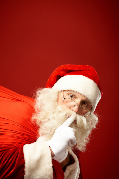 Санта-Клаус несет мешок
 - Фото, изображение