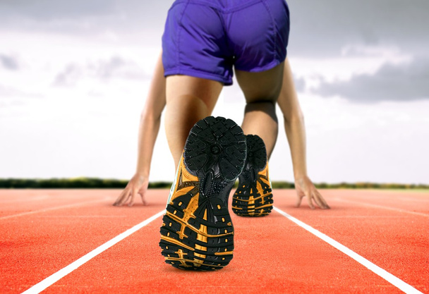 Man Feet on Running Track - Photo, Image