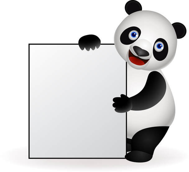 roztomilý panda a prázdný znak - Vektor, obrázek