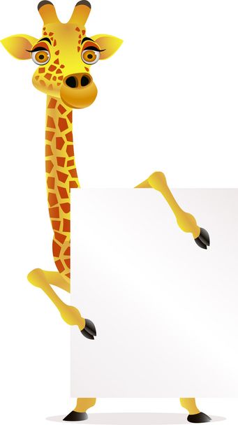 Giraffe and blank sign - Vector, Image