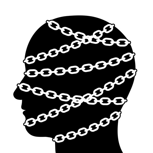 Silhouette Head Isolated with Chains - Vector, Image