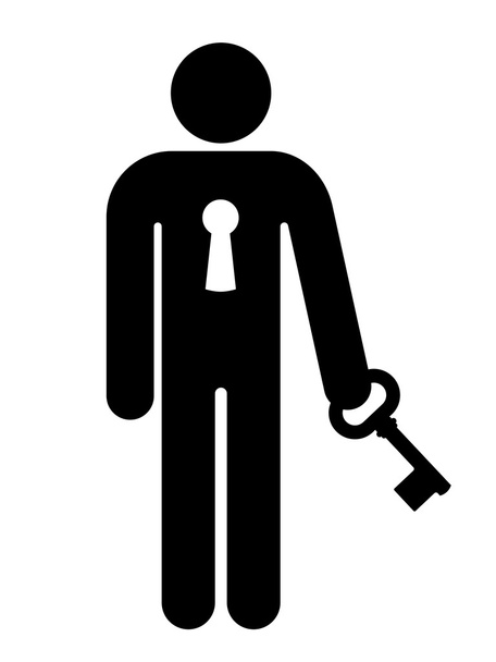 Persona con una serratura nel petto in possesso di una chiave
 - Vettoriali, immagini