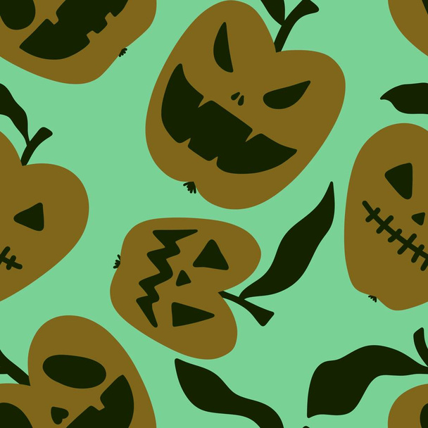 Halloween cartoon angry apple vampire seamless pattern for clothes print and wrapping paper and fabrics and notebooks and kids. High quality photo - Foto, imagen
