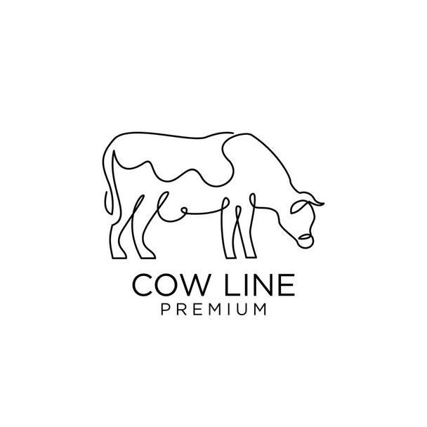 Cow farm line mono single drawing logo icon design template - ベクター画像