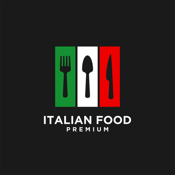 Włoski wektor żywności logo projekt ilustracja, włoskie logo restauracja plakietka projekt ikona szablon - Wektor, obraz