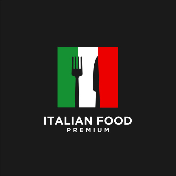 Ilustração italiana do projeto do logotipo do vetor da comida, modelo italiano do ícone do símbolo do logotipo do restaurante - Vetor, Imagem
