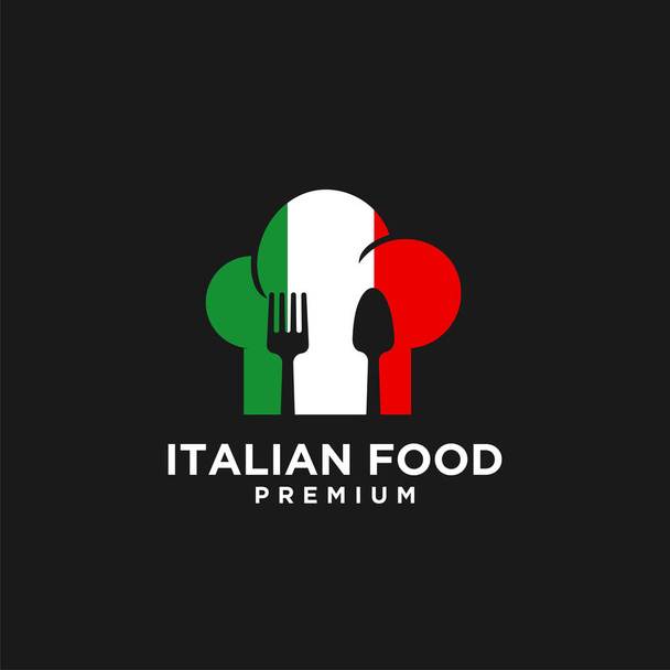 Italian food vector logo design illustration, italian restaurant logo badge design icon template - Vetor, Imagem