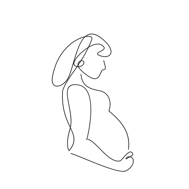 continuous one line drawing of happy pregnant woman editable hand drawn line art vector design - Vettoriali, immagini