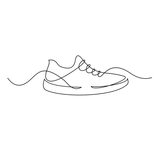 Vector illustration of sneakers sports shoes in a continuous one line isolated white background - Vektori, kuva