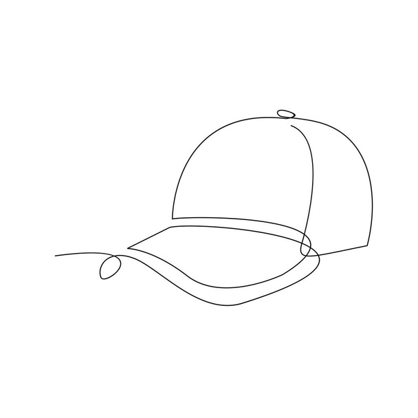 hat cap one line, single line, continuous line drawing isolated on white background - Vetor, Imagem