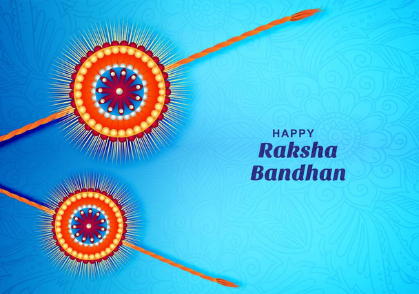 Indian festival raksha bandhan greeting card on blue background - Vector, imagen
