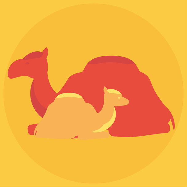 Flat camel family - Vector, Image