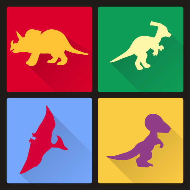 Set van platte dinosaurussen - Vector, afbeelding