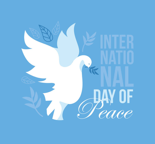 day of peace lettering card with dove - Vektor, kép