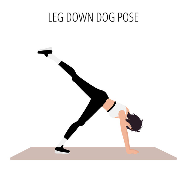Yoga posture or asana. Female cartoon yoga pose. Full body yoga workout vector illustration - Vector, afbeelding