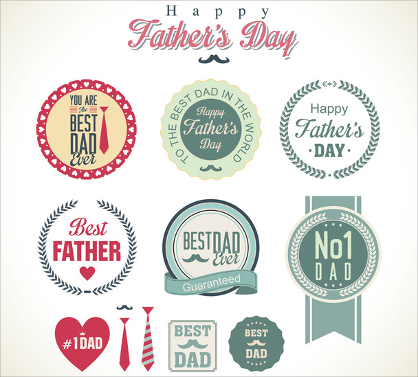 Vintage Happy Fathers Day badges - Vector, afbeelding
