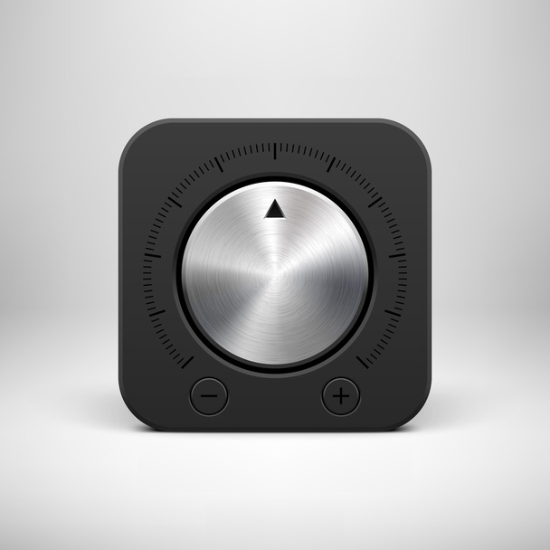 Black Abstract Icon with Volume Knob Button - Vector, imagen