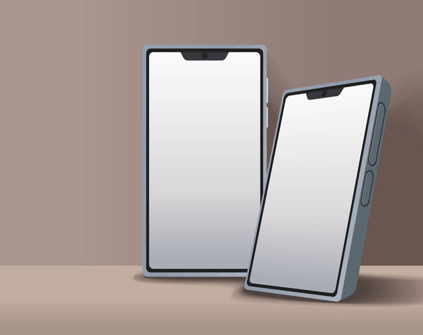 два смартфони технології макетів пристроїв
 - Вектор, зображення