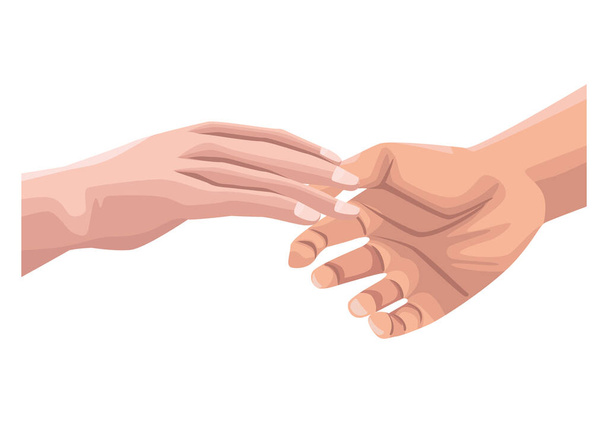 mani solidali contatto icona amichevole - Vettoriali, immagini