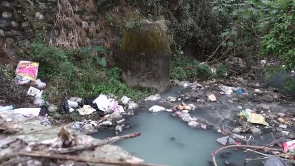 A sewer full of plastic and toxic waste flowing in open. Dehradun, uttarakhand India. - Footage, Video