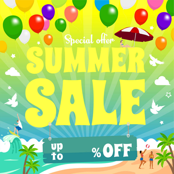 Summer sale vector banner illustration - Vecteur, image