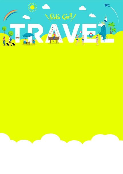 Let's go travel vector illustration ( poster size template ) - Vektori, kuva