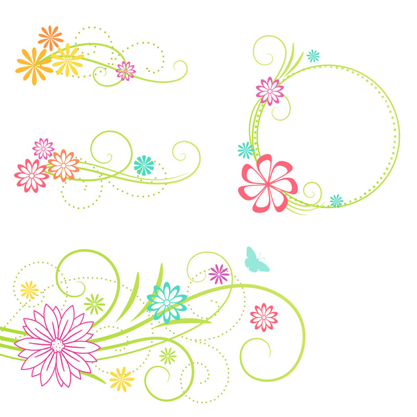 Floral design elements. Vector illustration. - Vector, imagen
