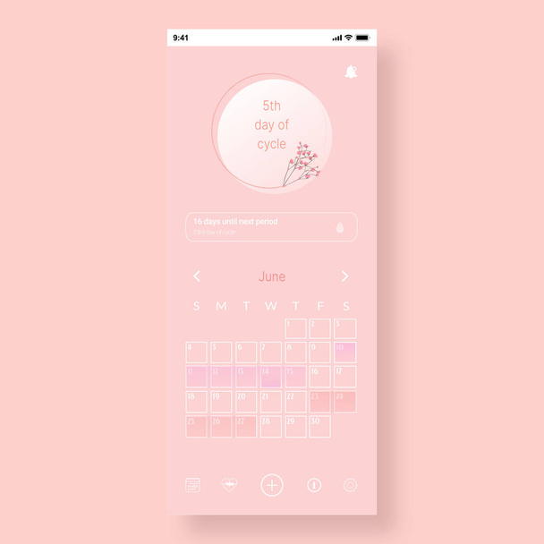 Mobile application that notifies a woman about her menstrual cycle's predicted date. - Vektor, kép