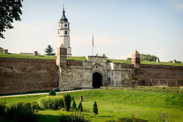 Belgrade, Serbia - July 29, 2014: The Old Fortress on Kalemegdan in the capital of Serbia, Belgrade. Kalemegdan Fortress and its clock tower, Belgrade, Serbia. - 写真・画像